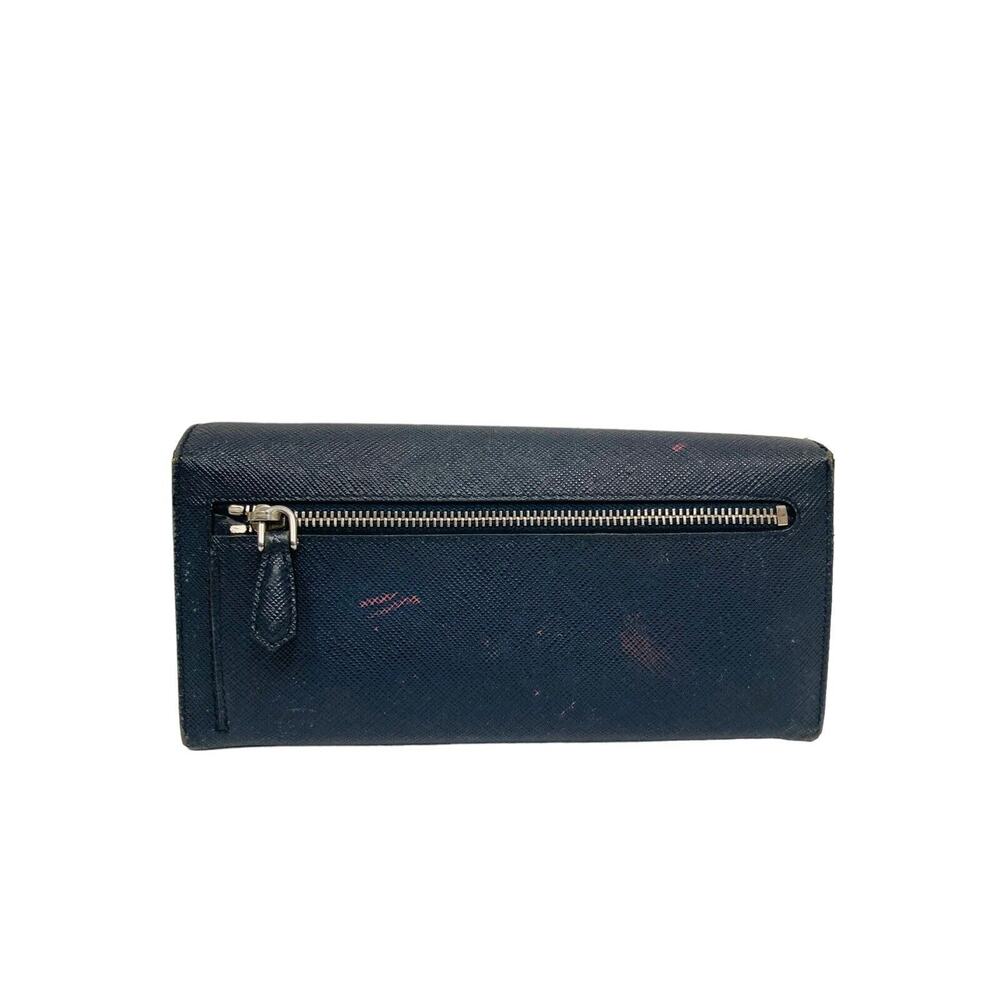 PRADA Blue Continental Saffiano-Textured Leather Long Wallet - Picture 8 of 9